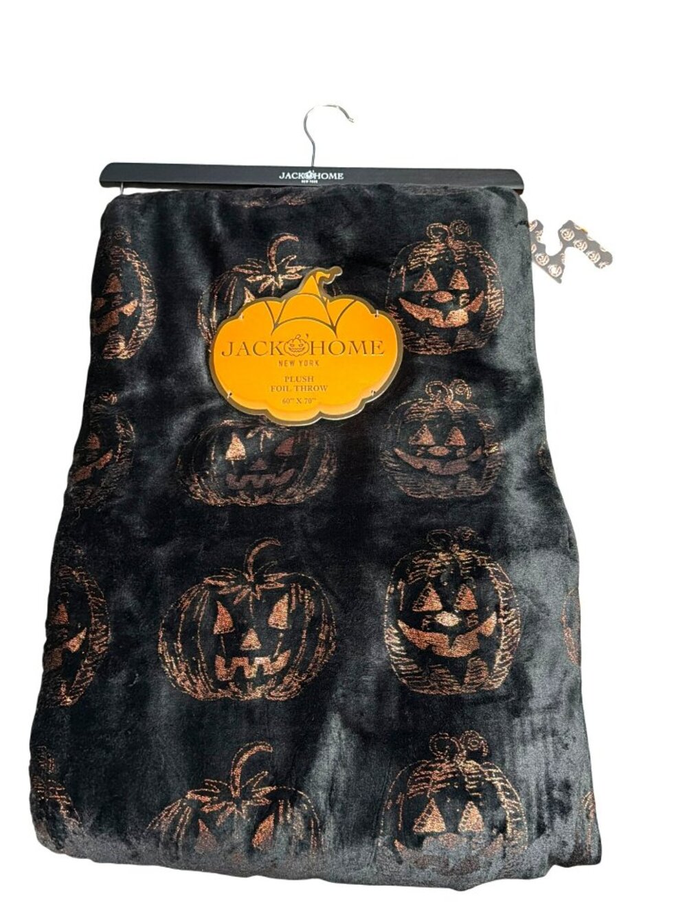 Jack & Home Plush Foil Throw Blanket Halloween Pumpkin 60" X 70"